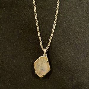 Kendra Scott silver necklace iridescent stone